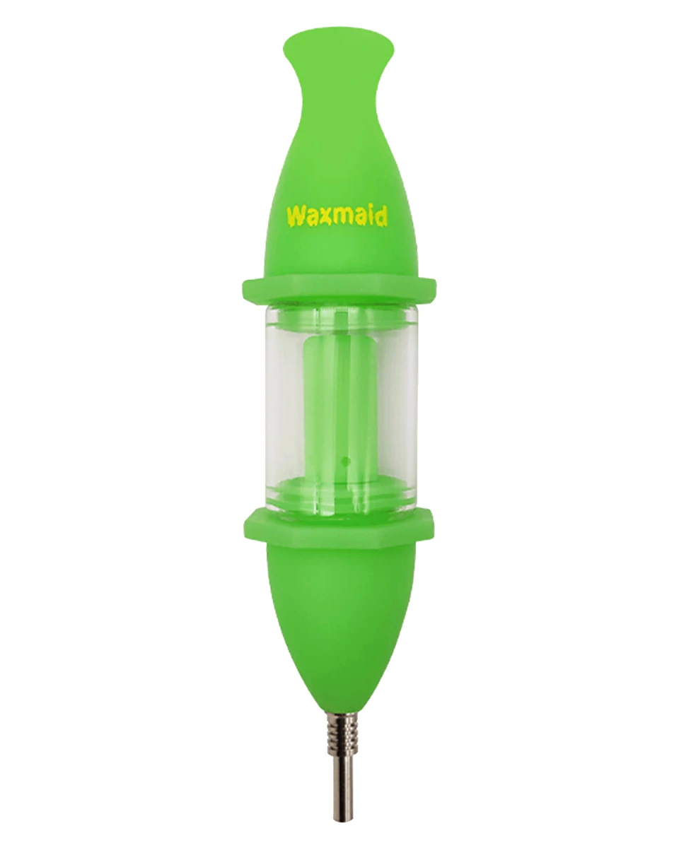 waxmaid capsule silicone glass nectar collector glow green dab rig 714929473394