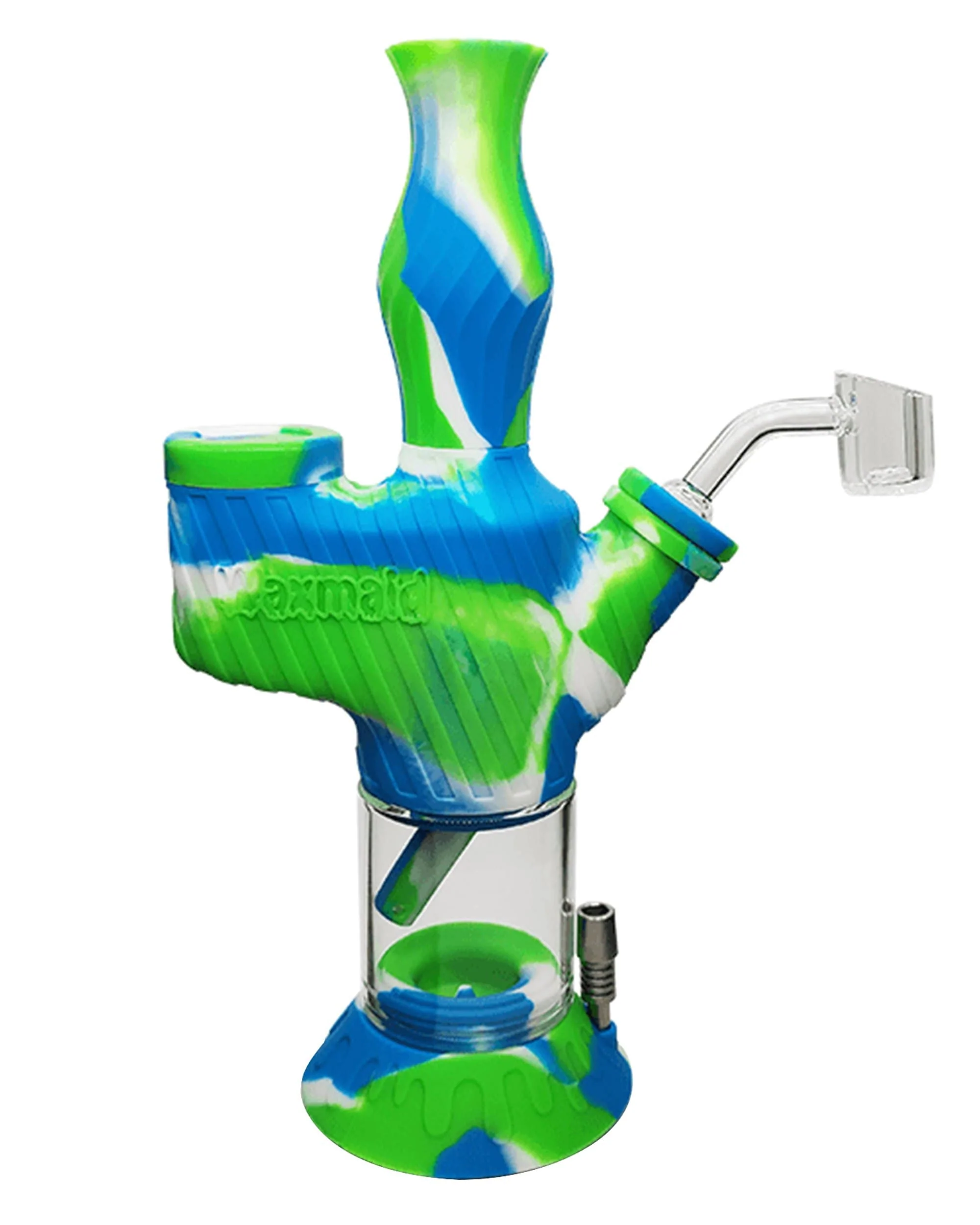 waxmaid soldier 2 in 1 water pipe nectar collector blue white green bong 723685130137 28301195051082