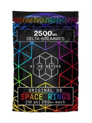 THC Gummies – Delta 8 Gummies – Peach Space Rings – 250mg – By Hi On Nature