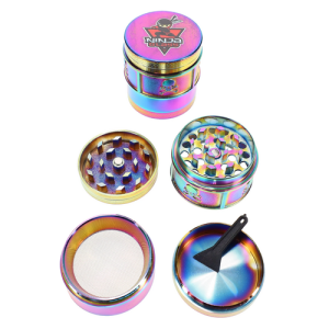 Ninja Glass Rainbow 4-Part Metal Herb Grinder