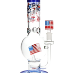 Pulsar 13″ American Flag Double Perc Glass Bubble Bong