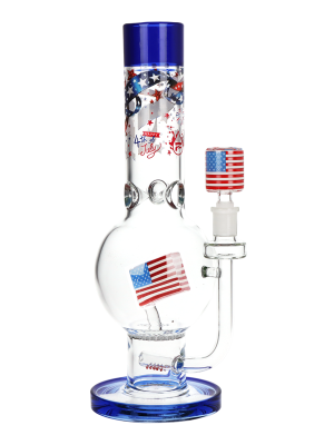 Pulsar 13″ American Flag Double Perc Glass Bubble Bong